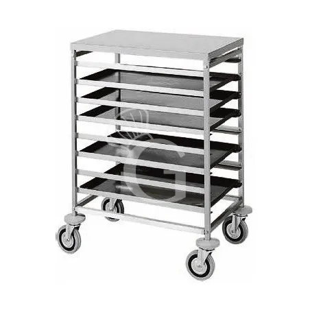 Carrello inox portateglie per 8 teglie 600 x 400 mm - L 520 mm x P 720 mm x H 940 mm Nuova Collezione