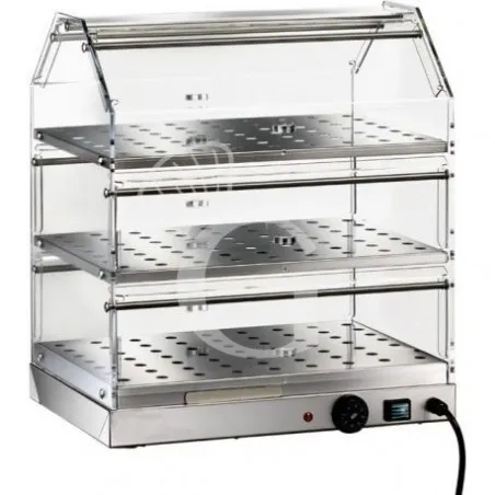 Vetrina Riscaldata inox e plexiglass 3 piani +30°C/+90°C L 850 mm x P 350 mm x H 540 mm Ultime Pezzi