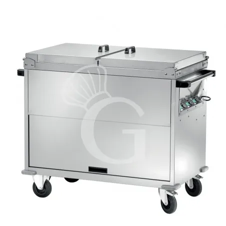 Promozione Carrello termico armadiato bagnomaria per 3 bacinelle GN1/1 - L 1300 mm x P 680 mm x H 1020 mm