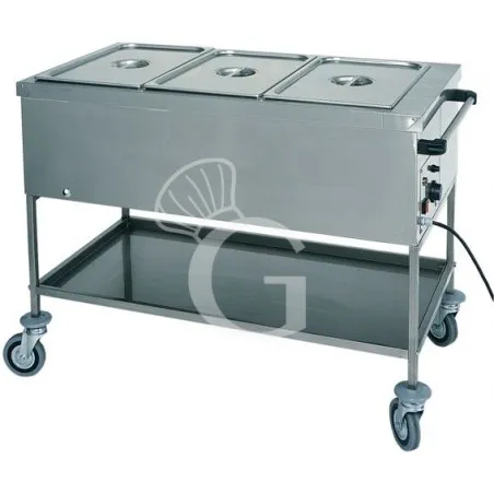 Carrello termico bagnomaria per 3 bacinelle GN1/1 - L 1170 mm x P 650 mm x H 850 mm Prezzo Ridotto