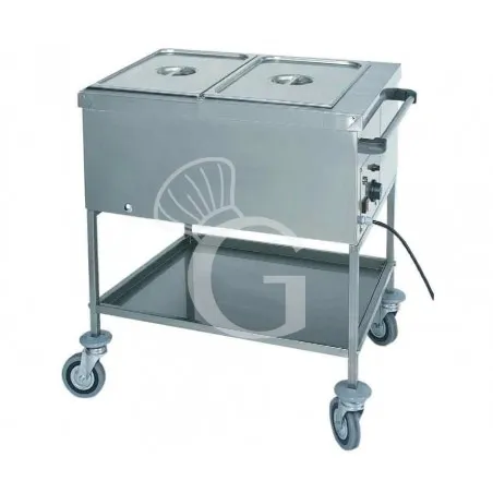 Carrello termico con resistenza a secco per 2 bacinelle GN1/1 - L 840 mm x P 650 mm x H 850 mm Prezzo Di Fabbrica