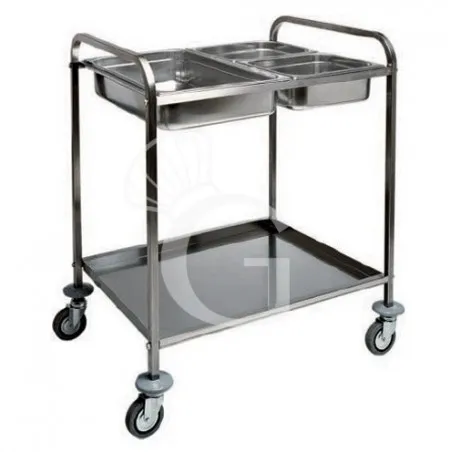 Carrello portabacinelle 2 GN1/1 - L 770 mm x P 620 mm x H 970 mm Non Perdere