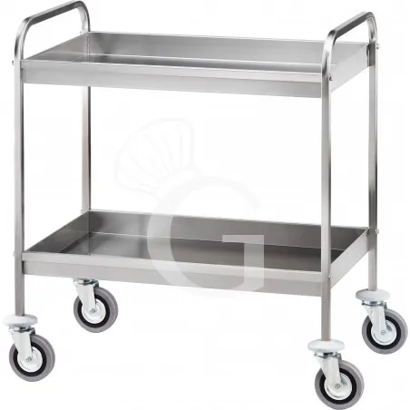 Prezzo Ridotto Carrello di servizio 2 vasche H 65 mm in acciaio inox L 910 mm x P 570 mm x H 970 mm