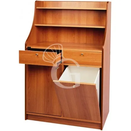 Offerta Mobile di servizio in noce alto doppio con sportello e tramoggia - L 950 mm x P 490 mm x H 1440 mm