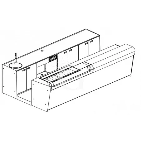 Nuova Collezione Bancone bar + Retrobanco in metallo verniciato con Drop-in Tuttamensola - L 4000 mm