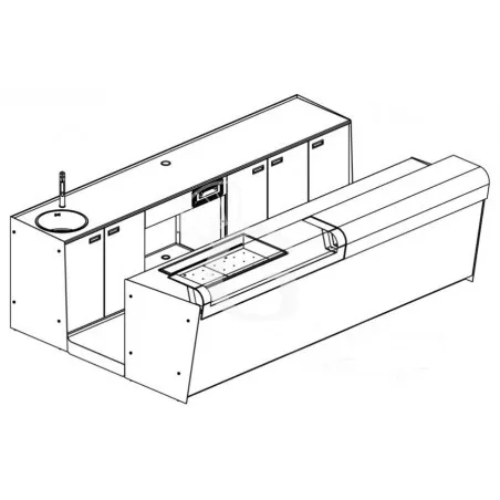 Bestseller Banco bar + Retrobanco in metallo verniciato con Drop-in Destro Tuttomensola - L 3500 mm