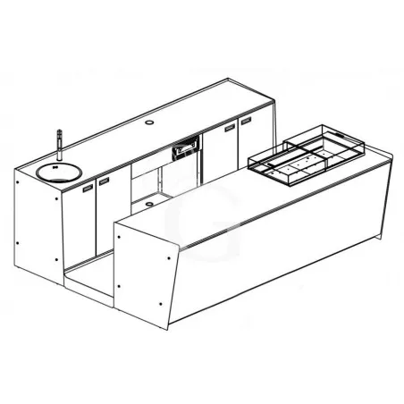 Bancone bar + Retrobanco in metallo verniciato con Drop-in Plexiglass - L 3000 mm Compra Online
