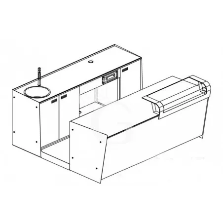 Bancone bar + Retrobanco in metallo verniciato con supporto in vetro - L 2500 mm Consegna Rapida