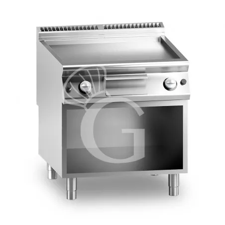 Direttamente Dal Produttore Fry Top a gas su armadio aperto piastra liscia cromata 14000 W L 800 mm x P 900 mm x H 870 mm