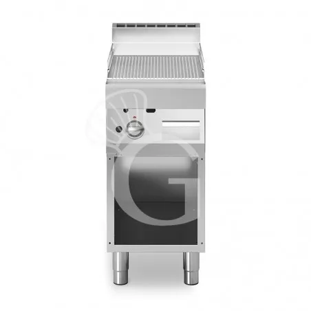 Ultimissimo Modello Fry Top elettrico su armadio aperto piastra rigata cromata singola 4500 W Trifase P 700 mm