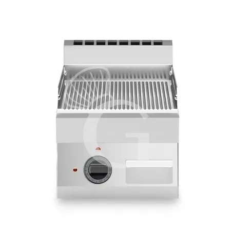 Bestseller Fry Top elettrico da banco piastra rigata cromata singola 4500 W Trifase P 650 mm