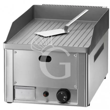 Pagamento Sicuro Fry top da banco a gas piastra in acciaio rigata cromata singola 4000 W - dimensioni L 335 mm x P 600 mm x H 300 mm