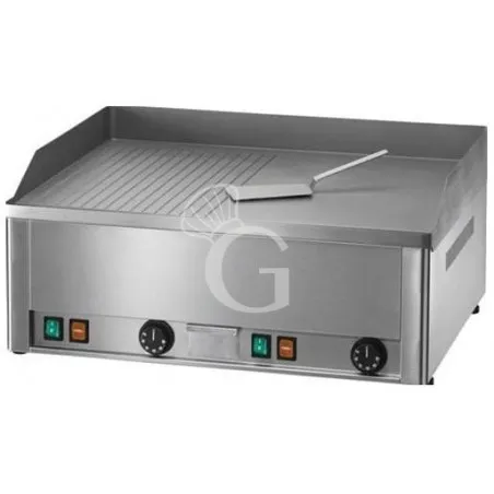 Fry Top elettrico da banco piastra liscia e rigata cromata doppia 6000 W Trifase Occasione