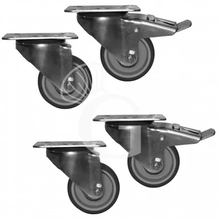 Kit 4 ruote di diametro 120 mm di cui 2 con freno Sconto