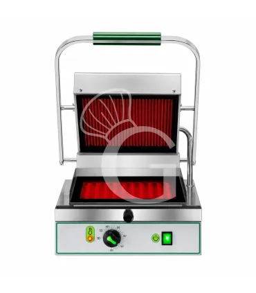 Piastra per Panini singola cottura vetroceramica piastra superiore e inferiore liscia L 340 mm x P 450 mm x H 190 mm Sconto