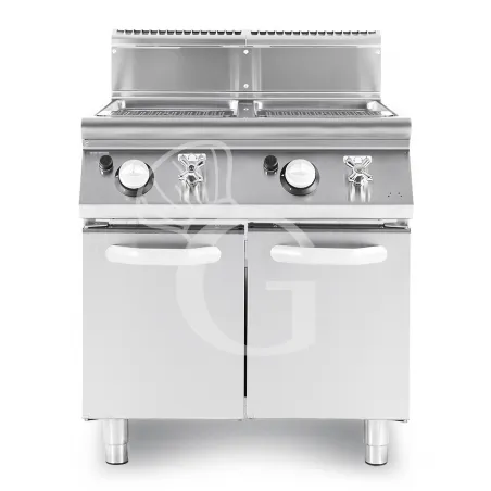 Cuocipasta professionale a gas su mobile chiuso 2 vasche 40 LT + 40 LT L 800 mm x P 900 mm x H 870 mm Offerta Del Giorno