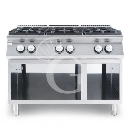 Cucina professionale a gas 6 fuochi armadio aperto profondità 900 mm Spedito Oggi
