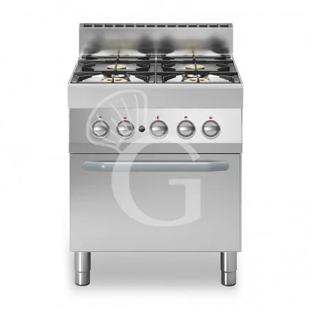Cucina professionale a gas 4 fuochi forno elettrico a convezione profondità 700 mm Spedito Oggi