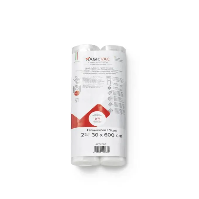 Professionale BUSTA ROTOLI PER SOTTOVUOTO 30X600 2 PZ