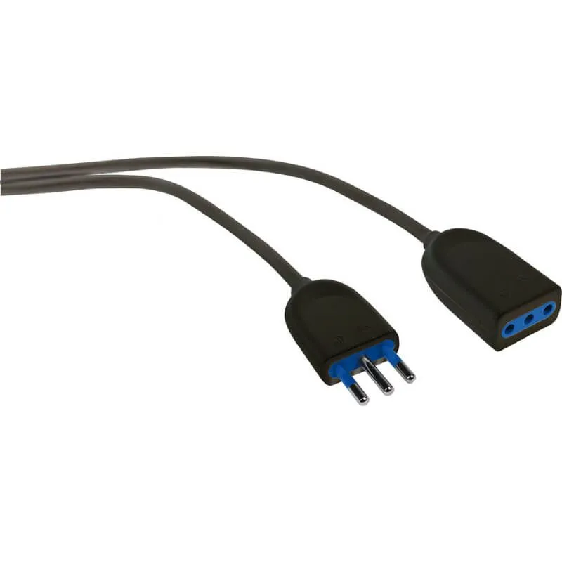 PROLUNGA SPINA/PRESA 10A CAVO 5MT 3X1MM NERO - BLISTER Nuovo Arrivo