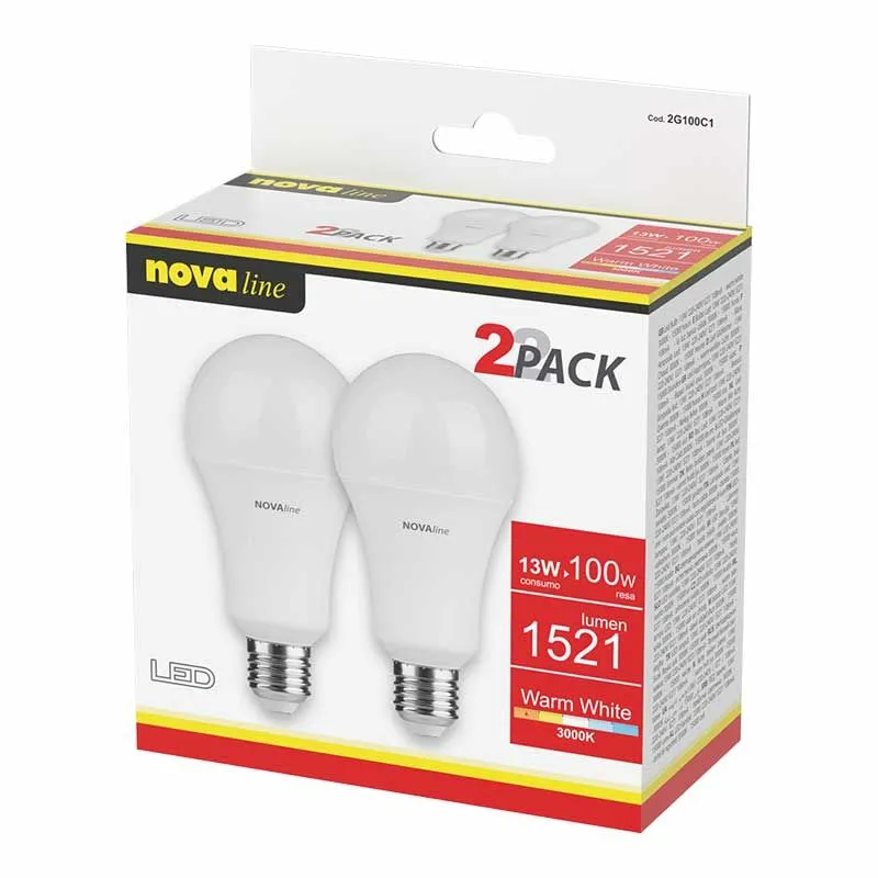 Esclusivo LAMPADE LED CLASSIC E27 15W 220-240V 3000K A+ 2PACK BOX