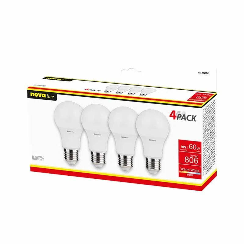 Esclusivo LAMPADE LED CLASSIC E27 8,5W 806LM 220-240V 3000K A+ QUADRIPACK BOX
