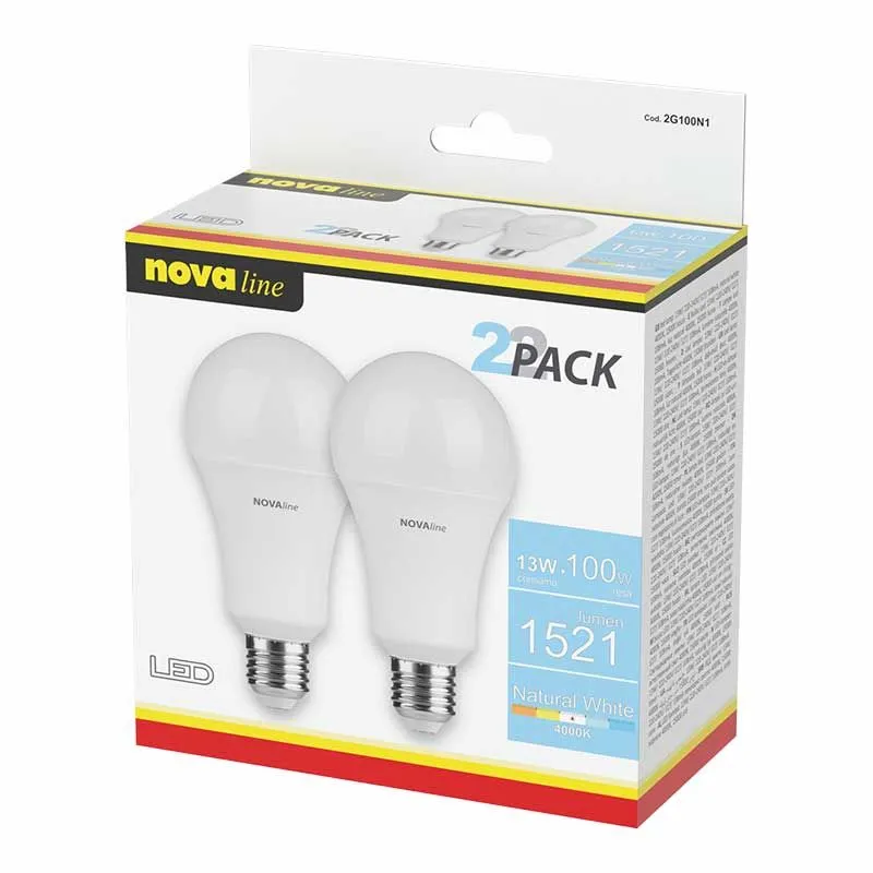 LAMPADE LED CLASSIC E27 15W 220-240V 4000K A+ 2PACK BOX Compra Online