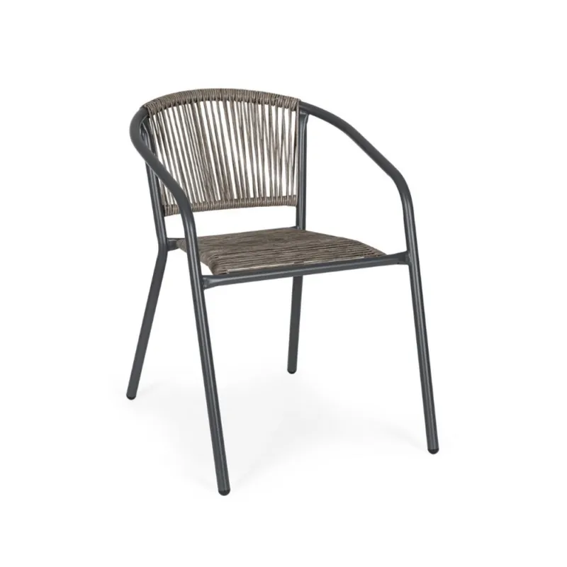 Promozione Esclusiva BASILIA SEDIA CON BRACCIOLI GRIGIO SCURO