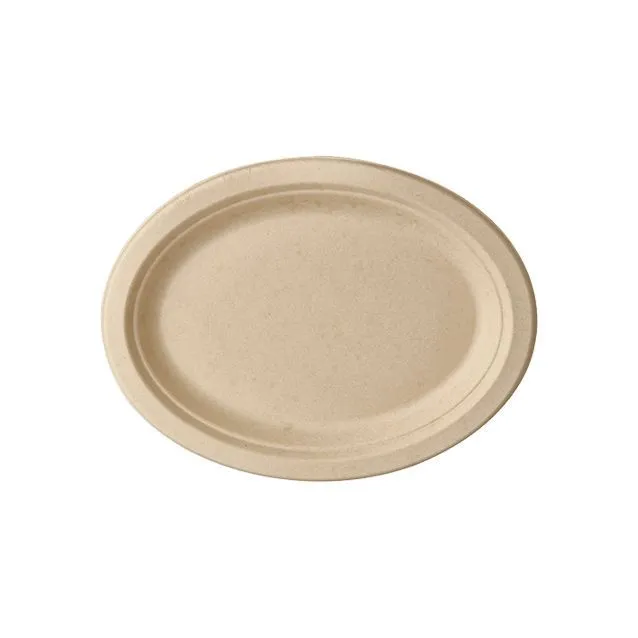 Nuovo Arrivo PURE PIATTO IN CANNA DA ZUCCHERO OVALE 26 X 20 CM NATURALE 50 PZ