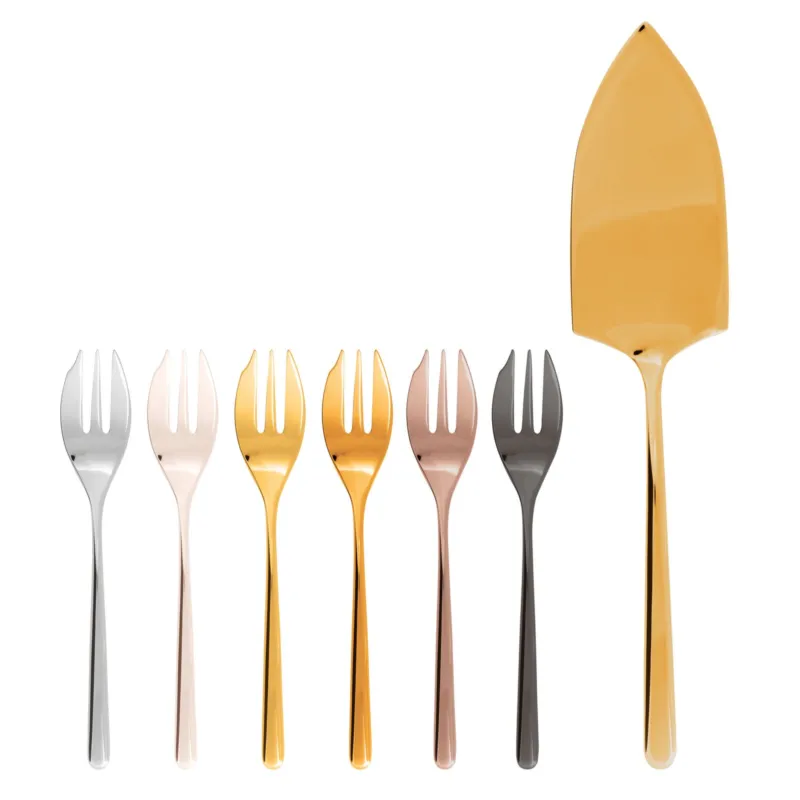 Linear Set 6 forchettine dolce e pala torta Prezzo Ridotto