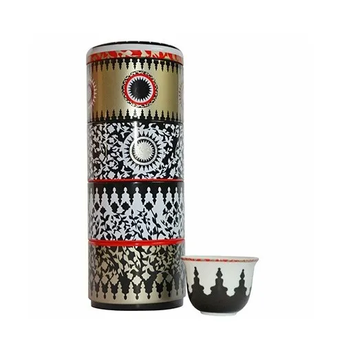 Images D‘Orient - Set Scatola Di Latta con 4 tazzine da caffè Mosaic B&W POR602024 Occasione