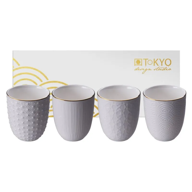 Economico Tokyo Design Studio - Set 4 Tazze Da Tè Nippon White Filo Oro 16450
