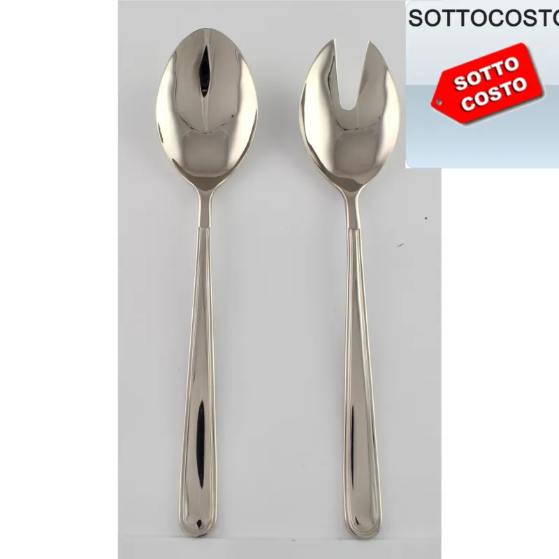 Coppia insalata Medea , in Acciaio inox 18.10 (AISI 304) 26 cm , manici in acciaio in busta di nylon Eme Posaterie Reso Gratuito