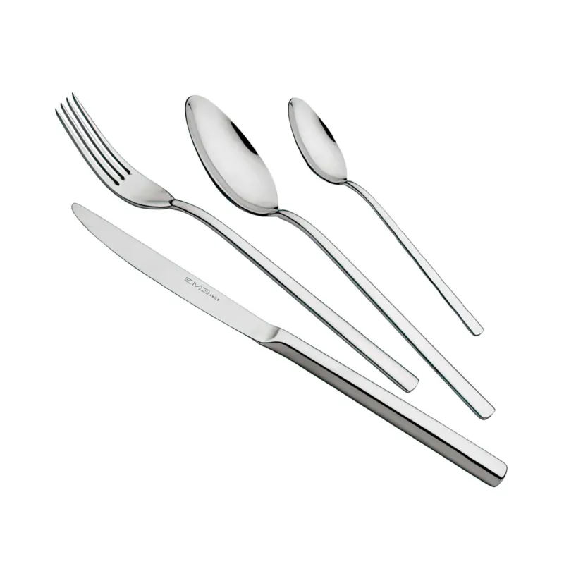 Servizio Posate Chiara 24 pezzi acciaio inox 18/10 Finitura LUCIDA spessore 4.5 mm in confezione Eme Posaterie Professionale
