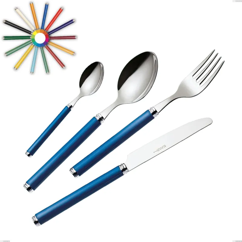 Ultimissimo Modello Set Posate colorate LINEA 49 pezzi in acciaio 18/10 in confezione regalo Eme Posaterie nero 1