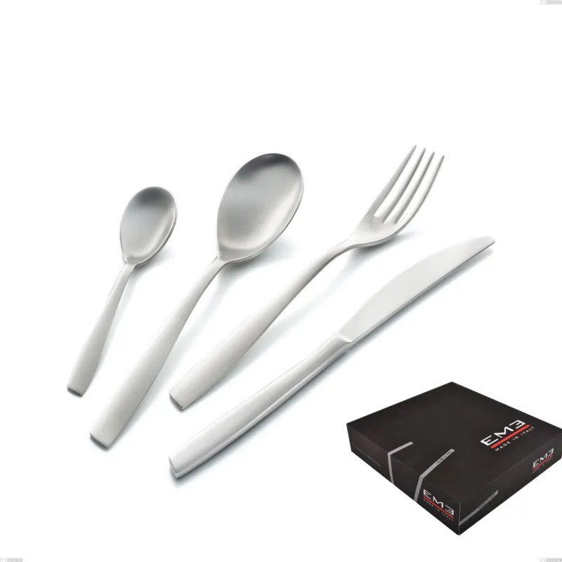 Servizio Posate ELEVEN SABBIATO 49 pezzi acciaio inox 18.10 AISI304 2.5 mm in Confezione Regalo Eme Posaterie Saldi