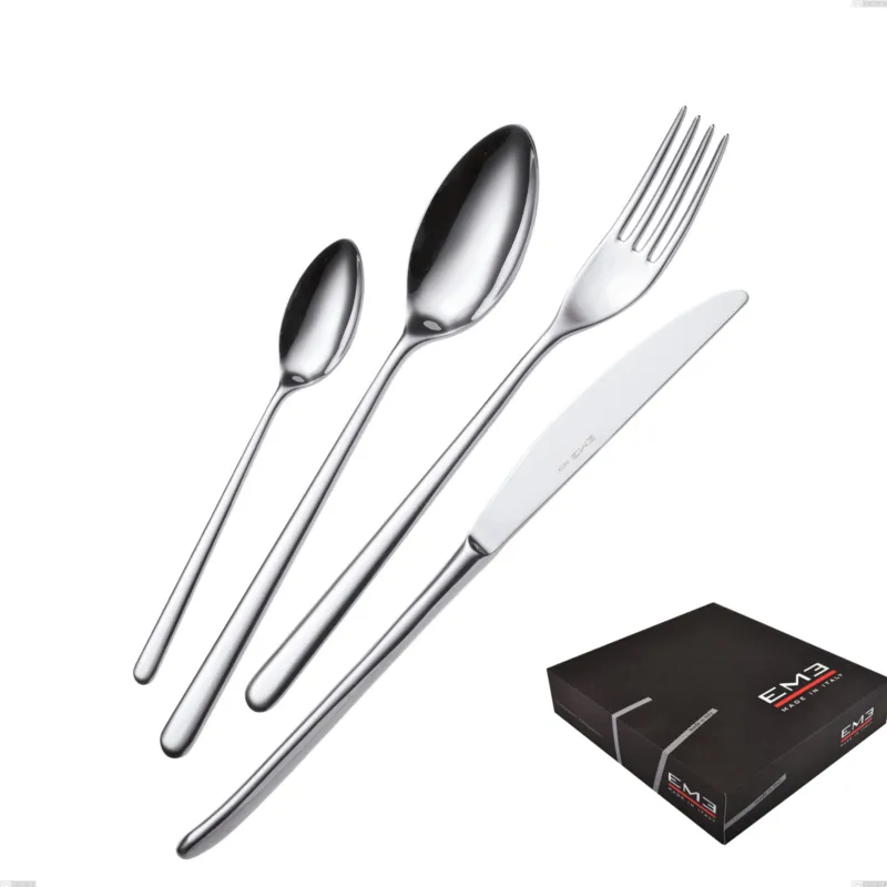 Servizio Posate VENICE 49 pezzi acciaio inox lucido 1810 AISI304 spessore 4.0 mm in confezione regalo Eme Posaterie Consegna Rapida