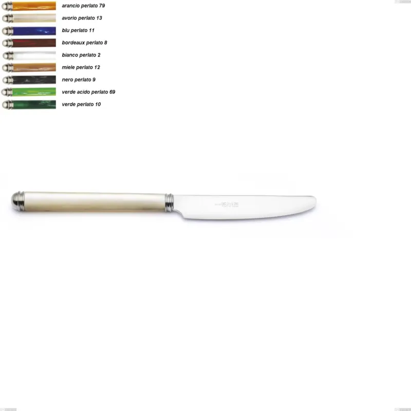 Coltello da tavola LINEA PERLATO in acciaio 18.10 AISI430 Lunghezza 218 mm manico in ABS lavabile in lavastoviglie Eme Posaterie arancio perlato 79 Offerta Speciale