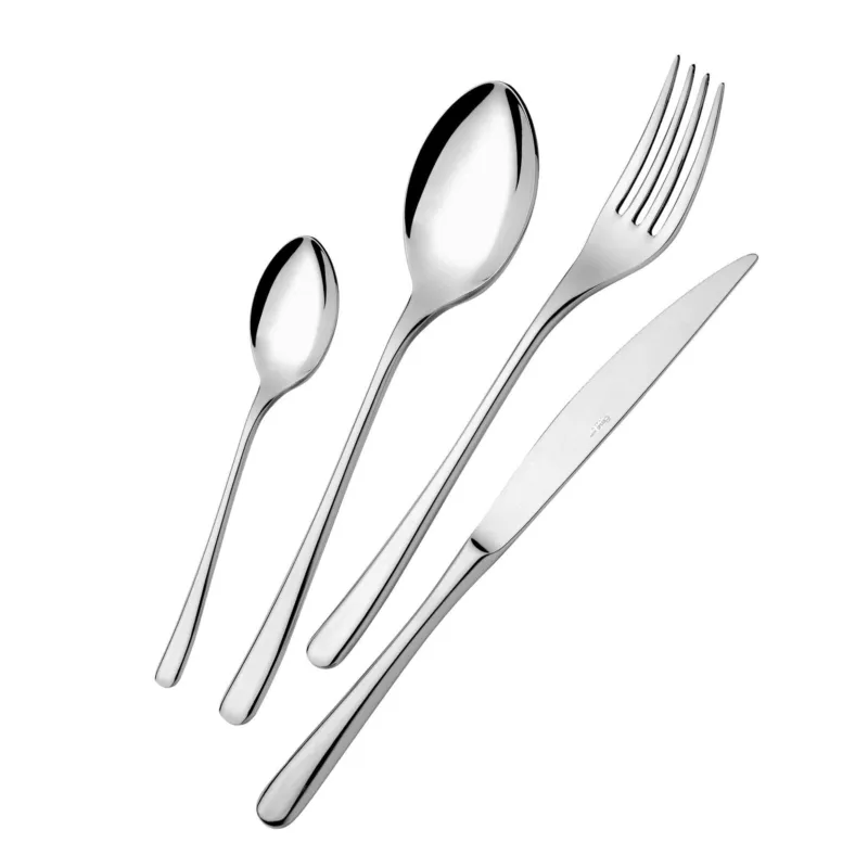 Vendita Finale Set Posate Posate OPERA 5 MM 1 Coltello 1 Forchetta 1 Cucchiaio 1 Cucchiano caffe in acciaio 1810 Lucido a Specchio Eme Posaterie