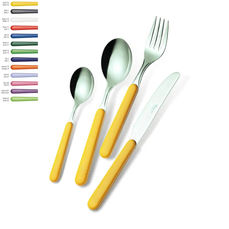 Promo Stagionale Set Posate Colorate 4 pezzi un posto tavola BONITA 1 Coltello 1 Forchetta 1 Cucchiaio 1 Cucchiaino caffè in acciaio 18C Eme Posaterie Arancio 79 EME