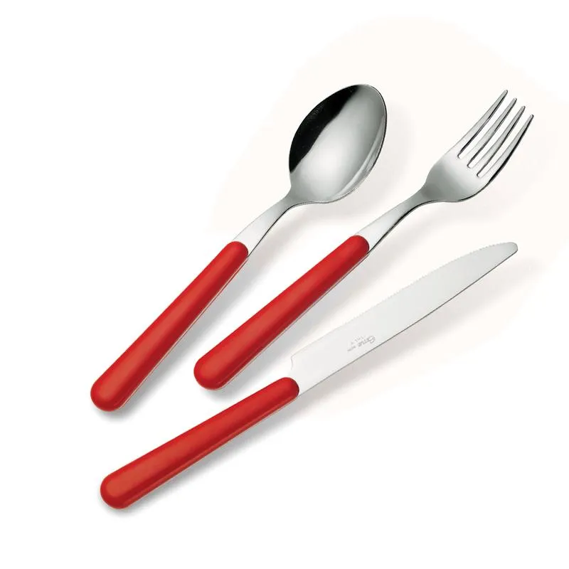 Set Posate Colorate 4 pezzi BRIO 1 Coltello 1 Forchetta 1 Cucchiaio 1 Cucchiaino caffè in acciaio 18/C Eme Posaterie rosa 66 Ultimissimo Modello