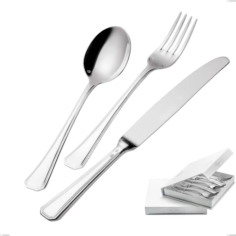 Prezzo Basso Confezione a libro 6 pezzi forchette dolce Savoia Argentato 3 mm spessore argento 25 micron, Acciaio inox 18/10 (AISI304) Argento 25 micron, spessore 3 mm Eme Posaterie