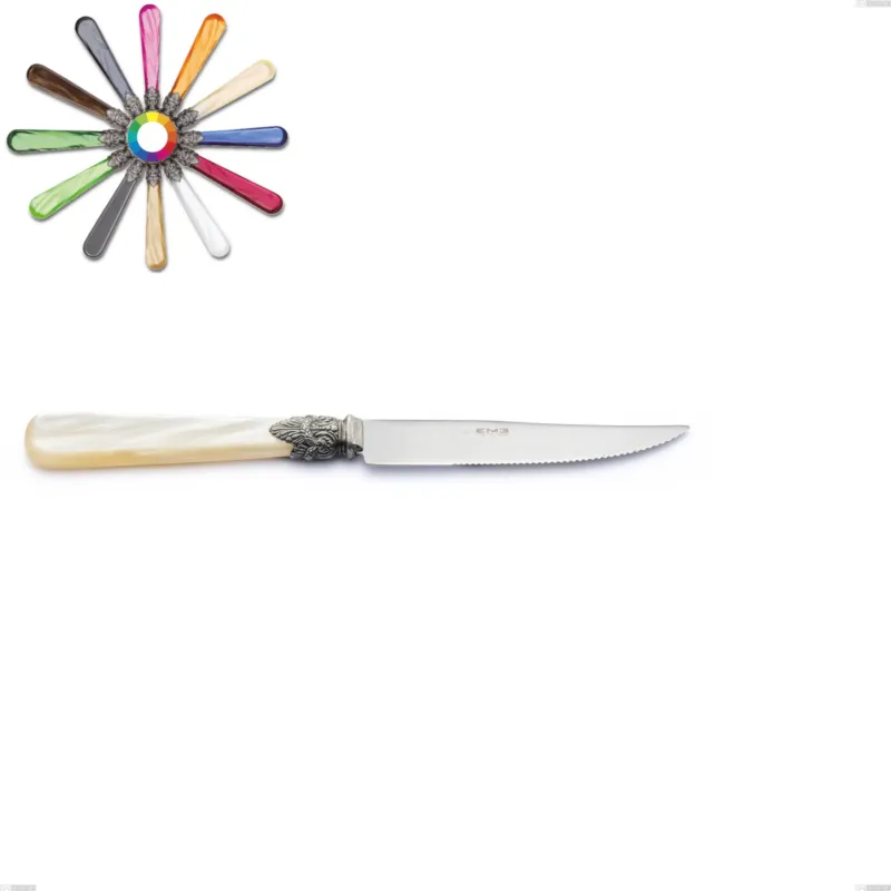 Coltello bistecca Napoleon Perlato, (acciaio 18.10 aisi304), Lunghezza 221 mm manici in metacrilato Eme Posaterie marrone perlato 1124 Prezzo Di Fabbrica