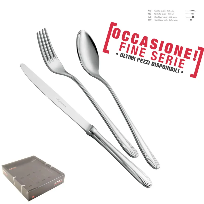 Servizio Posate ORION 24 pezzi acciaio inox 18.10 (AISI304) Lucido spessore 3.0 mm in Confezione vetrina Eme Posaterie Esclusivo