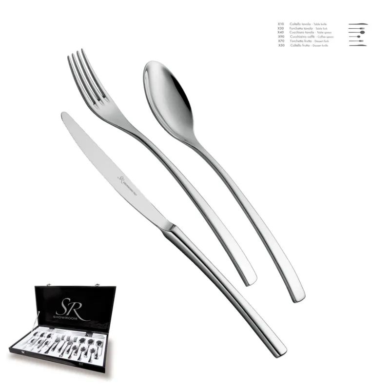 Promozione Esclusiva Servizio Posate ONDA 36 pezzi acciaio inox 18.10 (AISI304) Lucido spessore 4.0 mm in Astuccio Regalo Eme Posaterie