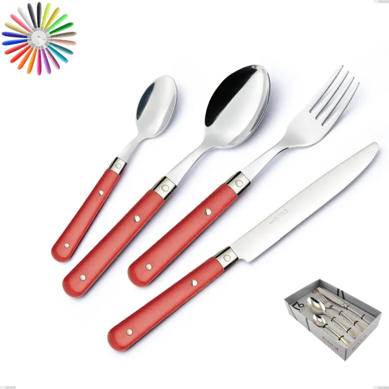 Set Posate Colorate 16 pezzi 4 Posti tavola COUNTRY in acciaio 18/10 in Confezione Vetrina Eme Posaterie blu 2 Compra Online