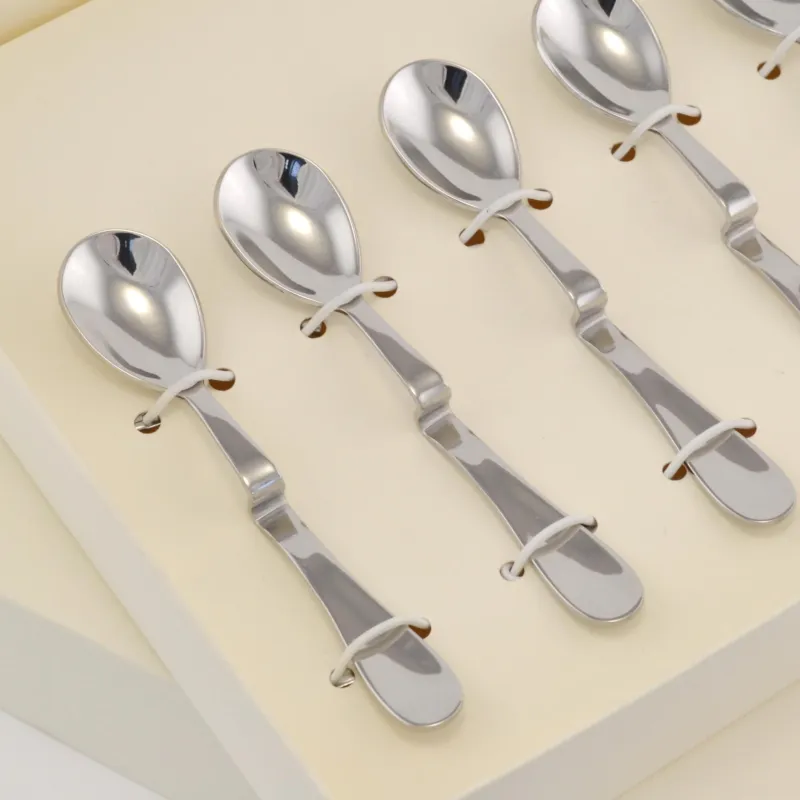 Cucchiaino da Caffe Espresso 6 pezzi Magic in acciaio inox 18/10 lucido spessore 2 mm in confezione Bomboniera Eme Posaterie Reso Gratuito