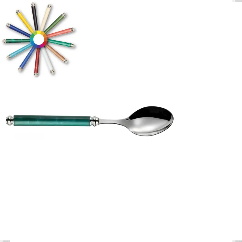 Promozione Cucchiaio da Tavola ARCADIA in acciaio 18.10 AISI430 manico in ABS Dimensioni 212 mm ghiera bombata lavabile in lavastoviglie Eme Posaterie blu 2