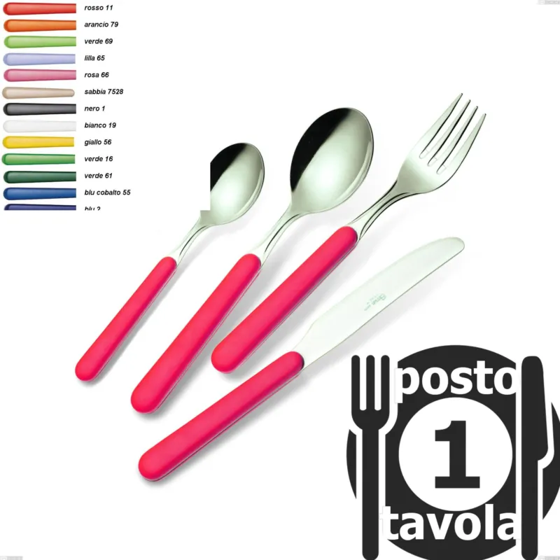 Offerta Confezione 1 posto tavola Bonita, 18/C (AISI430) Eme Posaterie rosso 11