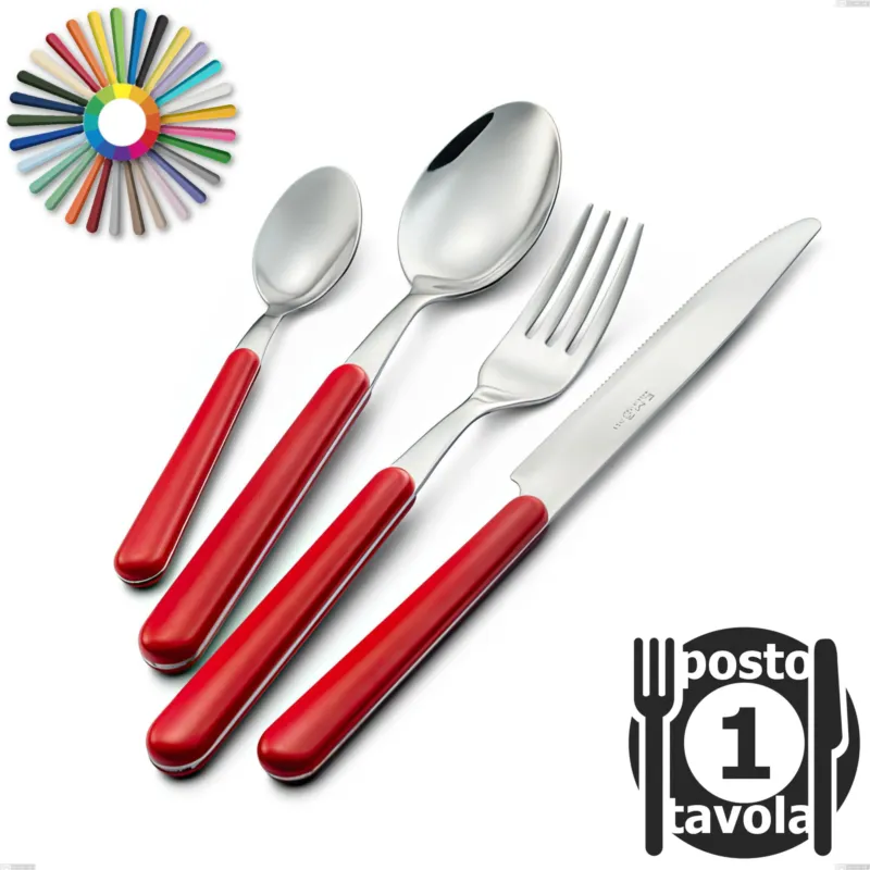 Confezione 1 posto tavola Brio, Acciaio inox 18.c (AISI 430), manici in abs Eme Posaterie rosa 66 Direttamente Dal Produttore